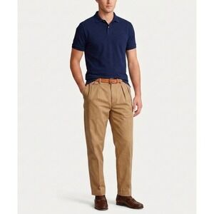 Vtg Polo Ralph Lauren Tan Chinos 36x28 Andrew Pleated Cuffed Classic Khaki Pants